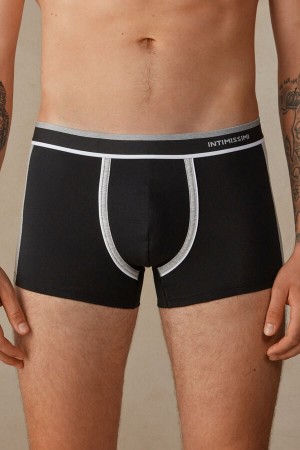 Intimissimi Two-tone in Stretch Supima® Bavlnene Boxer Panske Čierne Svetlo Siva | SK TV2581