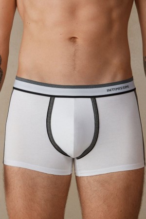Intimissimi Two-tone in Stretch Supima® Bavlnene Boxer Panske Biele Tmavo Siva | SK QZ2585