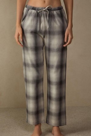 Intimissimi Warm Cuddles Pants in Brushed Cloth Pyžamá Damske Siva Biele | SK DN2064