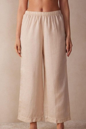 Intimissimi Yacht Night Linen Pants Pyžamá Damske Béžové | SK MA2025