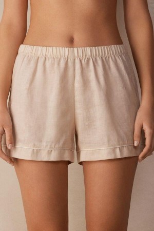 Intimissimi Yacht Night Linen Shorts Pyžamá Damske Béžové | SK SO1959