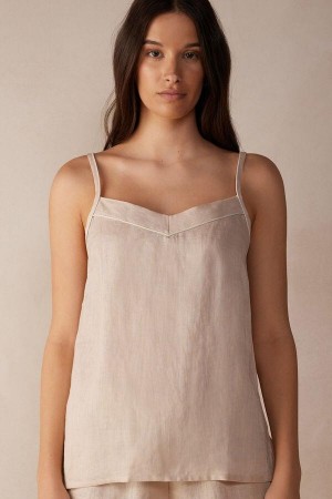 Intimissimi Yacht Night Linen Top Pyžamá Damske Béžové | SK OR2086