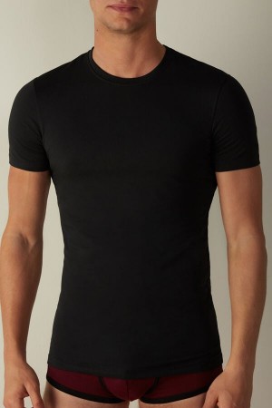 Intimissimi in Stretch Supima® Bavlnene Tricko Panske Čierne | SK GL2997